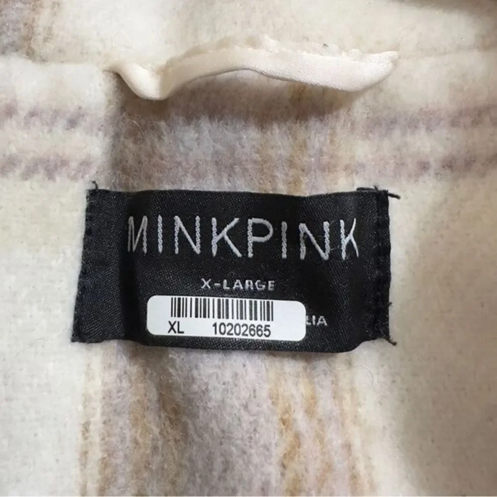 REVOLVE MINKPINK‎ IRIS CREAM MULTI PLAID LONG COAT XL